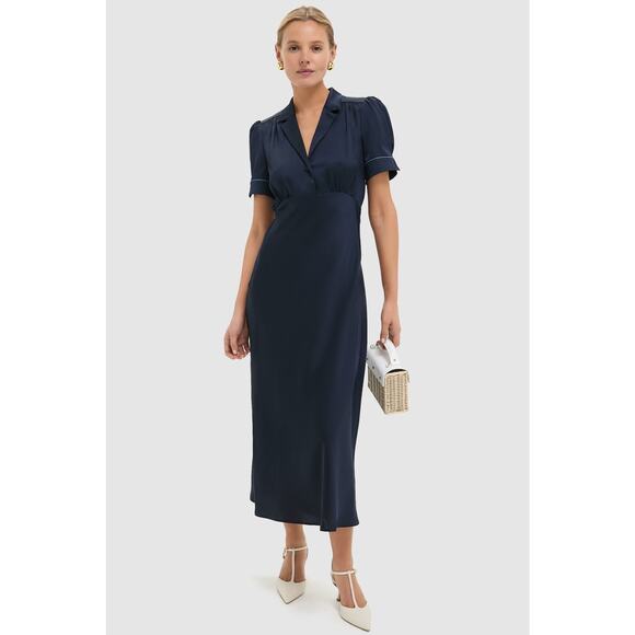 TUCKERNUCK Navy Satin Bellamy Dress Size M NWT Retail $268 Tuckernuck - Picture 4 of 7